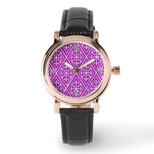 Montre Diamants Damas médiévaux, améthyste violet