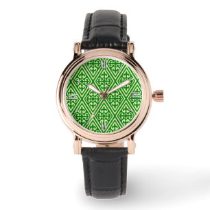Montre Diamants damassés médiévaux, vert de pin foncé