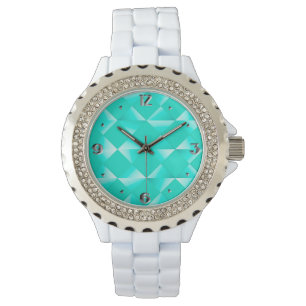 Montre Diamants satinés du milieu du siècle - turquoise &