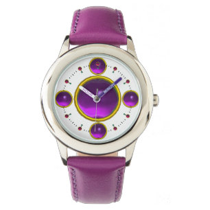 Montre DIGITAL GEMME PIERRE or améthyste violet