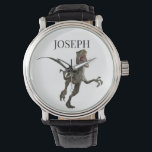Montre Dinosaur Nom du Rapporteur Monogramme<br><div class="desc">Cette conception peut être personnalisée dans la zone fournie en modifiant la photo et/ou le texte. Vous pouvez également le customiser en cliquant sur Personnaliser ce Modèle, puis en choisissant l'option cliquer pour customiser et supprimer ou modifier la couleur de l'arrière - plan, ajouter du texte, modifier la couleur ou...</div>
