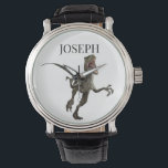 Montre Dinosaur Nom du Rapporteur Monogramme<br><div class="desc">Cette conception peut être personnalisée dans la zone fournie en modifiant la photo et/ou le texte. Vous pouvez également le customiser en cliquant sur Personnaliser ce Modèle, puis en choisissant l'option cliquer pour customiser et supprimer ou modifier la couleur de l'arrière - plan, ajouter du texte, modifier la couleur ou...</div>