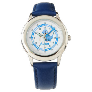 Montre Dinosaure bleu personnalisé Apprenez à dire à temp