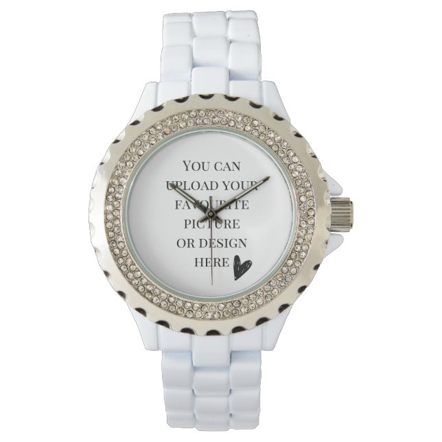 Montre do-it-yourself, Émail blanc en strass féminin (devant)