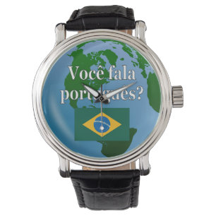 Montre Do you speak portuguese ? Flag globe