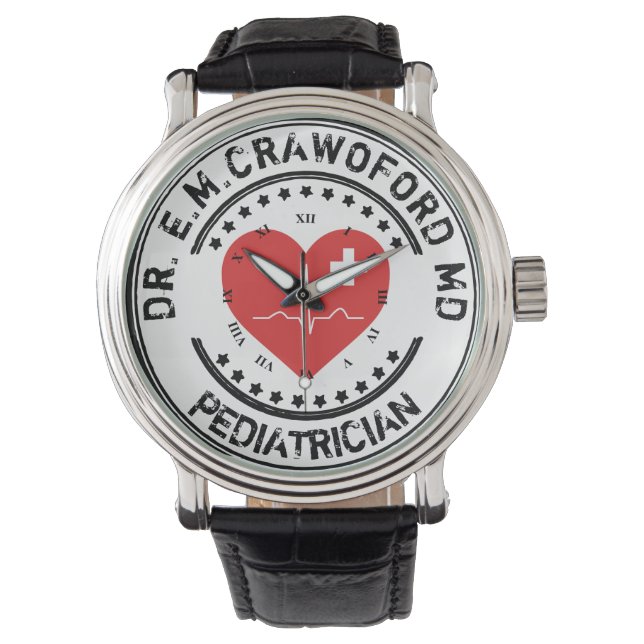 Montre Docteur en caoutchouc Timbre Coeur ECG avec votre  (devant)