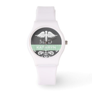 MONTRE DOCTEUR PERSONNALISÉ PAR VERT EN BON ÉTAT CADUCE