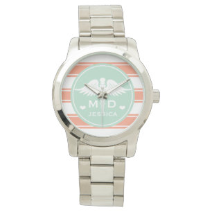 Montre Docteur turquoise et de corail de DM de caducée d