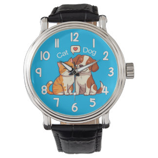 Montre Dog and Cat Wrist Watch – Cute Pets Animal Timepie