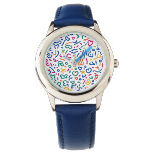 Montre Doodle amusant aux formes colorées et vives