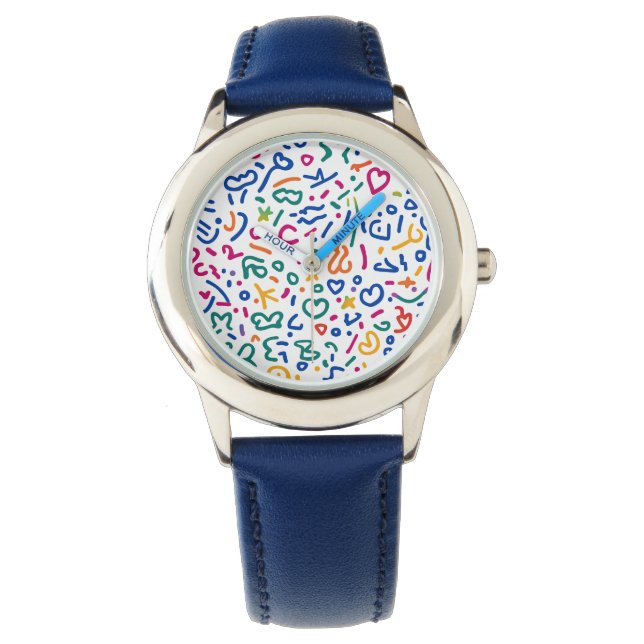 Montre Doodle amusant coloré formes vibrantes (devant)