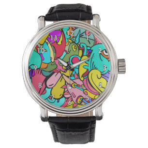 Montre Doodle Art Abstrait coloré