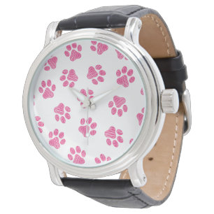 Montre Doodle Paws, pattes de chien, pattes roses