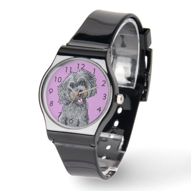 Montre DOODLEMOJI noire (Angle)