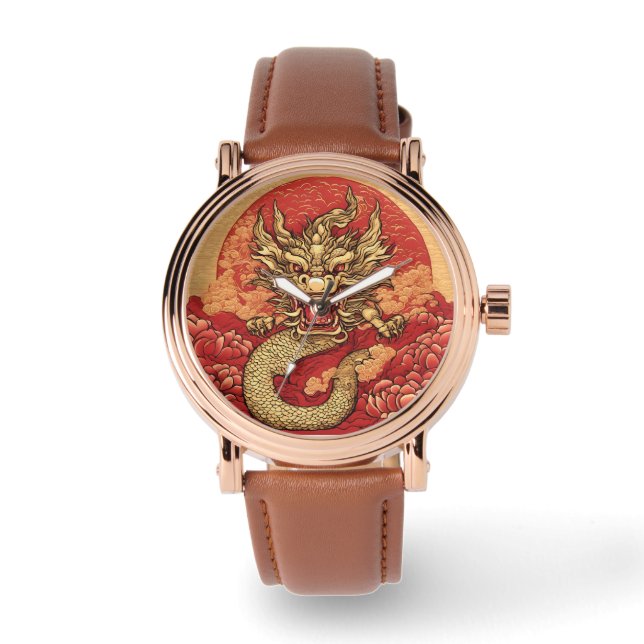 Montre d'or du Rose de Dragon chinois (Recto)