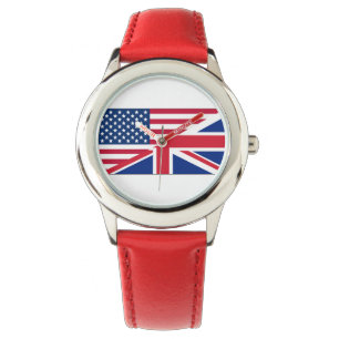 Montre Double Citoyen American British Flag Kids Watch