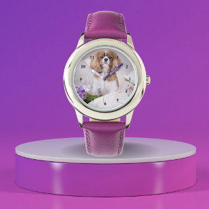 Montre Douce Cavalier King Charles Spaniel avec des fleur