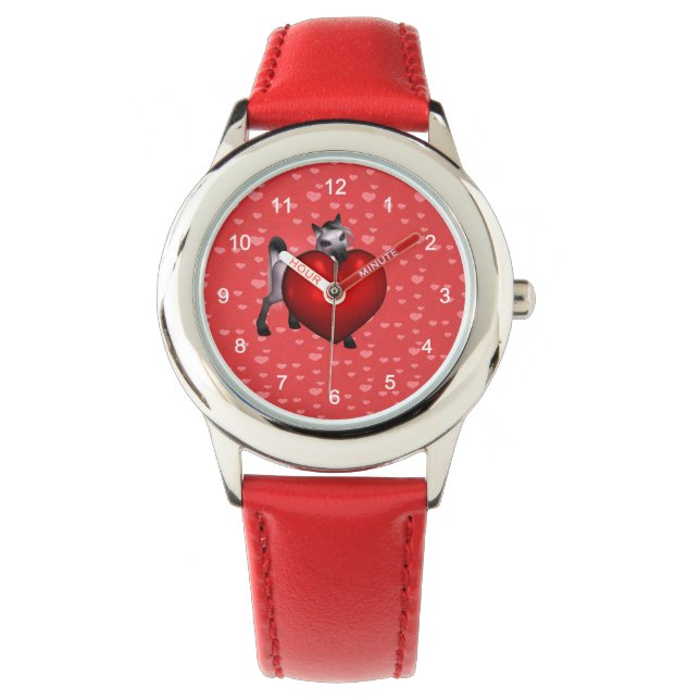 Montre Doux blanc avec coeur rouge (devant)