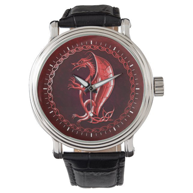 Montre Dragon celtique rouge (devant)