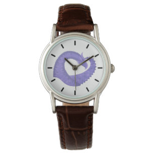 Montre dragon coeur pervenche sur fond blanc