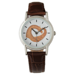 Montre Dragon de coeur orange brûlé sur blanc