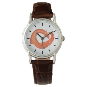 Montre Dragon de coeur orange sur blanc