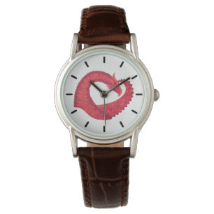 Montre Dragon de coeur rouge en blanc