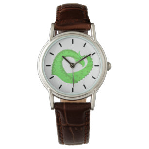 Montre Dragon de coeur vert citron blanc