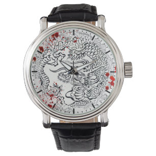 Montre Dragon japonais légendaire, éclaboussé de sang vin