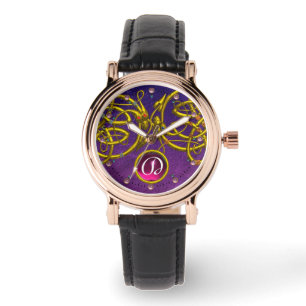 MONTRE DRAGON LOVE/ GOLD CELTIC KNOTS MONOGRAMME EN PIERR