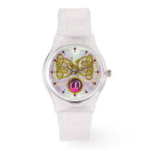 MONTRE DRAGON LOVE/ GOLD CELTIC KNOTS MONOGRAMME EN PIERR