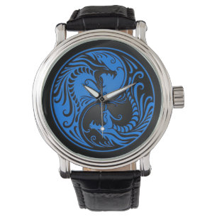 Montre Dragons bleus et noirs de Yin Yang