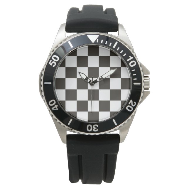 Montre Drapeau À damiers (noir et blanc) (Motif du vérifi (devant)