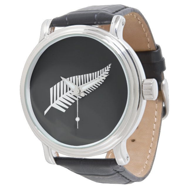 Montre Drapeau à fougère argentée (NZ) (Incliné)
