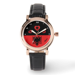 Montre Drapeau albanais moderne et coeur de mode albanais
