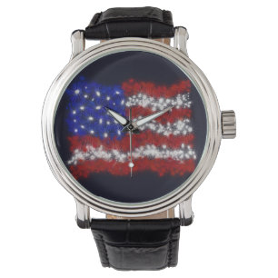 Montre Drapeau américain de bannière étoilée de feux