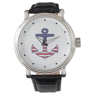 Montre Drapeau américain patriotique Ancre nautique