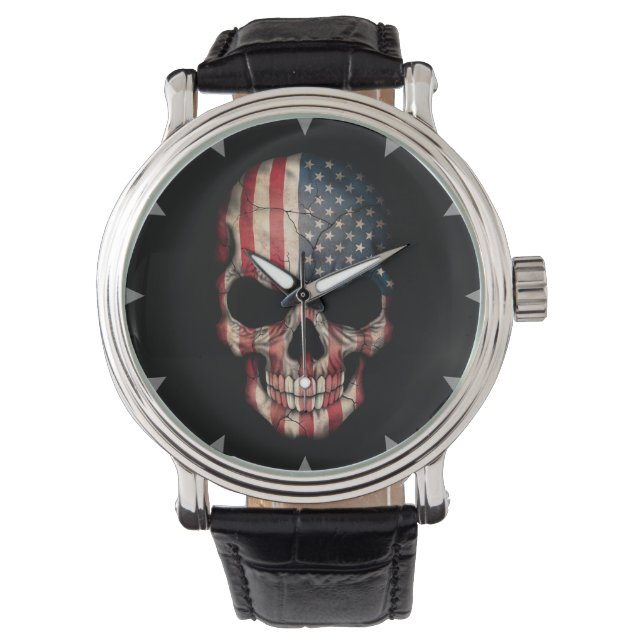 Montre Drapeau américain sur noir (devant)