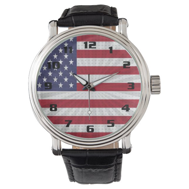 Montre Drapeau américain très patriotique Design moderne (devant)