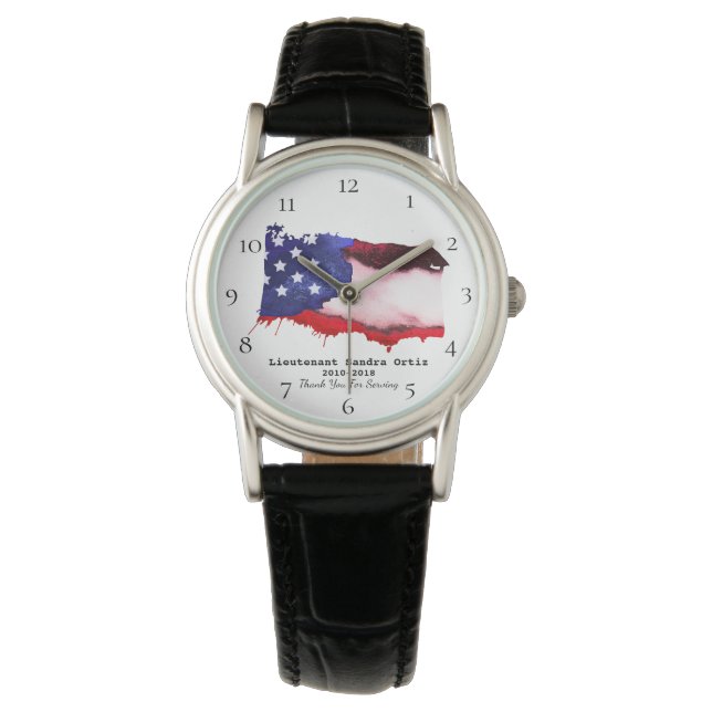 Montre *~* Drapeau américain Vétéran militaire Rouge Blan (devant)