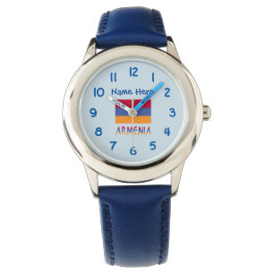 Montre Drapeau arménien Arménie Personnalisation Bleue
