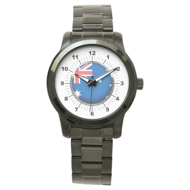 Montre Drapeau australien pour hommes surdimensionné Blac (devant)