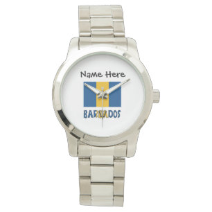 Montre Drapeau Barbadien Personnalisé au Nom