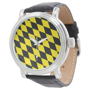Montre Drapeau bavarois diamant noir et jaune