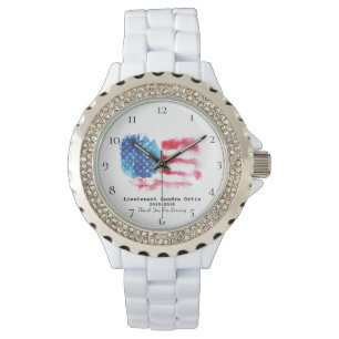 Montre Drapeau blanc rouge des USA de bleu de maman