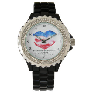 Montre Drapeau bleu blanc rouge de coeur de vétéran