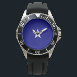 Montre Drapeau bleu Bonnie<br><div class="desc">Ce dessin est orné du drapeau Bonnie Blue, qui était une bannière associée à diverses époques avec la République du Texas, la courte république de Floride occidentale et les états du sud de l'Amérique au début de la guerre civile américaine en 1861. Il sert aujourd'hui souvent de bannière représentative du...</div>