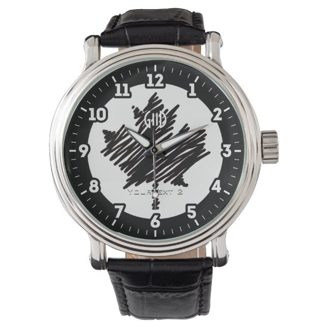Montre Drapeau canadien Feuille d'érable noire Personnali (devant)