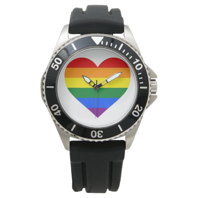 Montre Drapeau cardiaque Gay pride arc-en-ciel LGBT (devant)