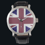 Montre Drapeau d'Angleterre, drapeau de Grande-Bretagne<br><div class="desc">England Flag,  Great Britain Flag Watch. Le drapeau est fait avec des images de pierres gemmes : L'arrière - plan bleu sont rectangulaires en forme de saphir bleu. Les bandes rouges sont des Rubies rectangulaires. Les étoiles sont des diamants.</div>